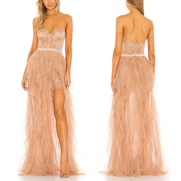 NEW For Love & Lemons Bustier Gown Warm Taupe Size XS - Picture 1 of 9